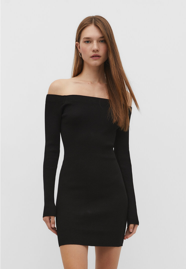 Stradivarius Strickkleid Schwarz S