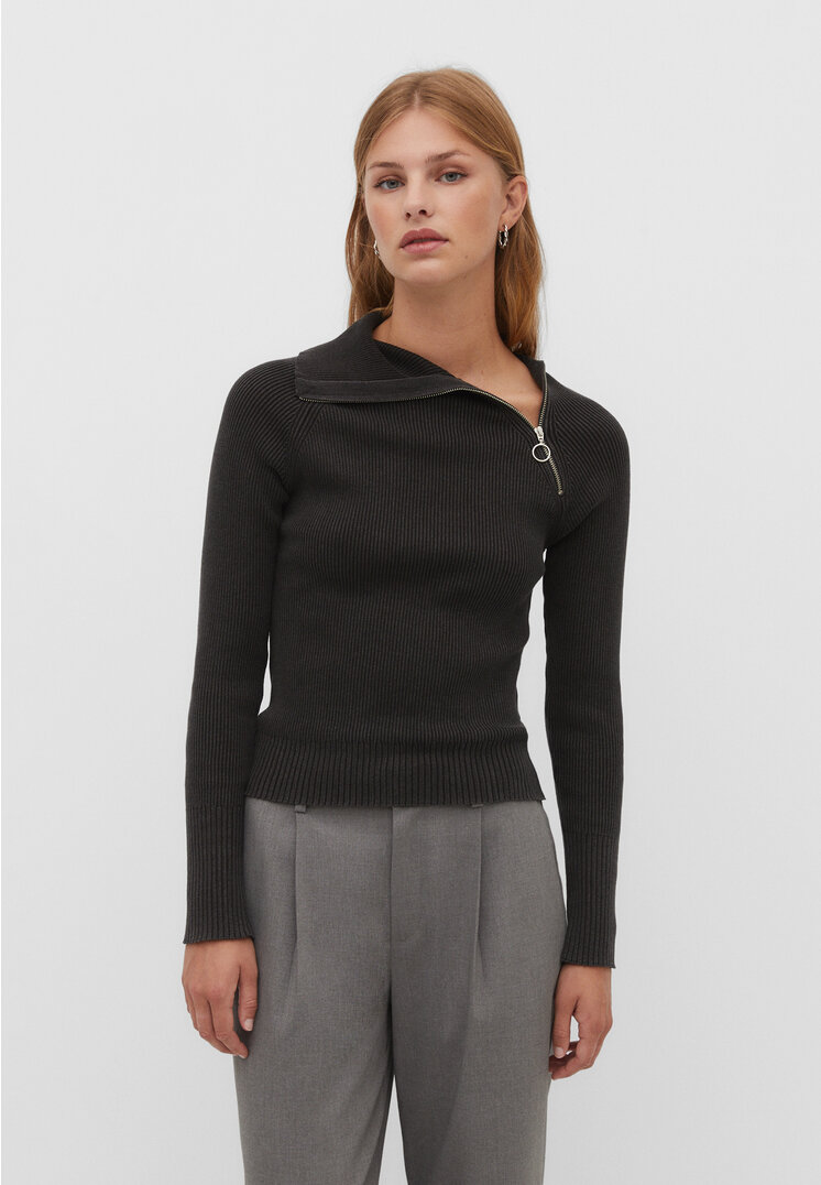 

Stradivarius Dzianinowy golf z suwakiem Ciemnoszary S