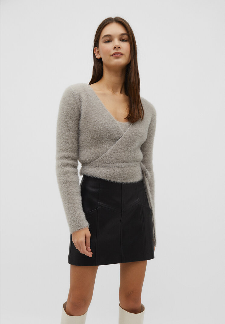 

Stradivarius Cardigan aus Kunstfell im Balletlook Grau Melange M