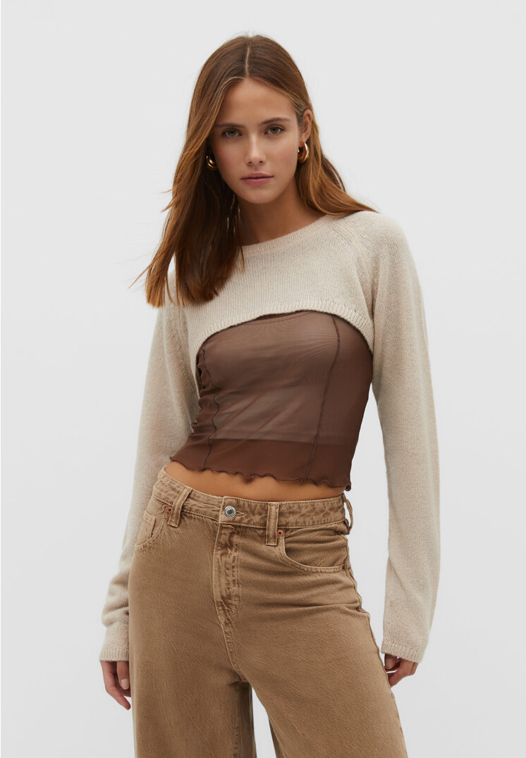 

Stradivarius Strickbolero Steingrau S