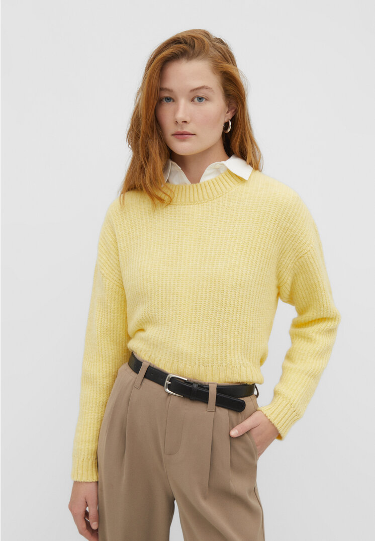 

Stradivarius Sweter z okrągłym dekoltem Żółty pastelowy L