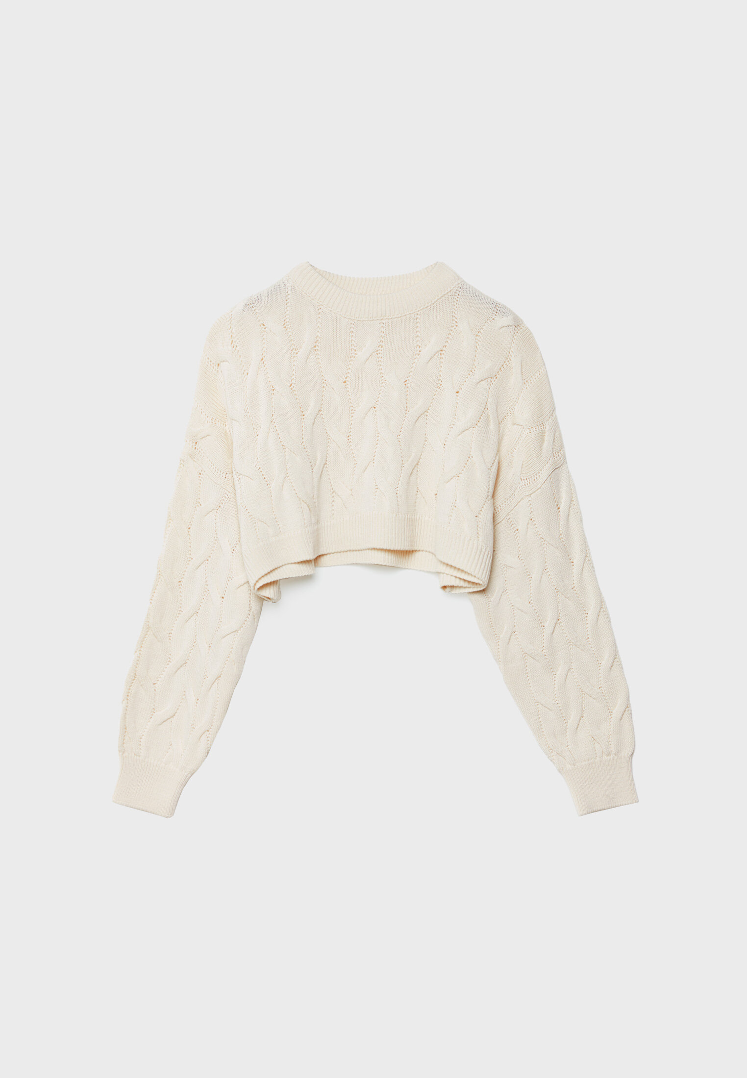 Cropped cable knit sweater Women s fashion Stradivarius