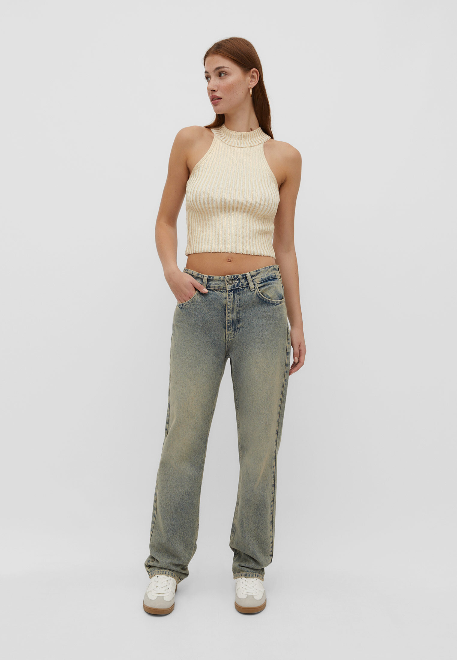 Metallic knit 2024 crop top