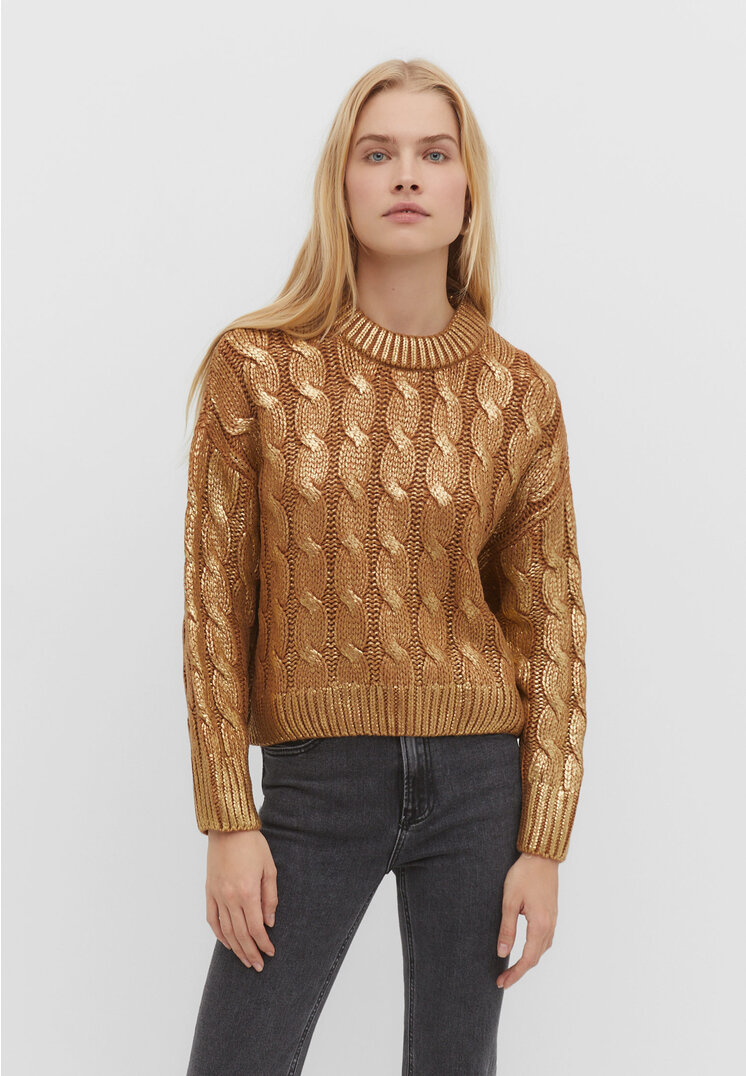 

Stradivarius Strickpullover mit Zopfmuster Gelb L