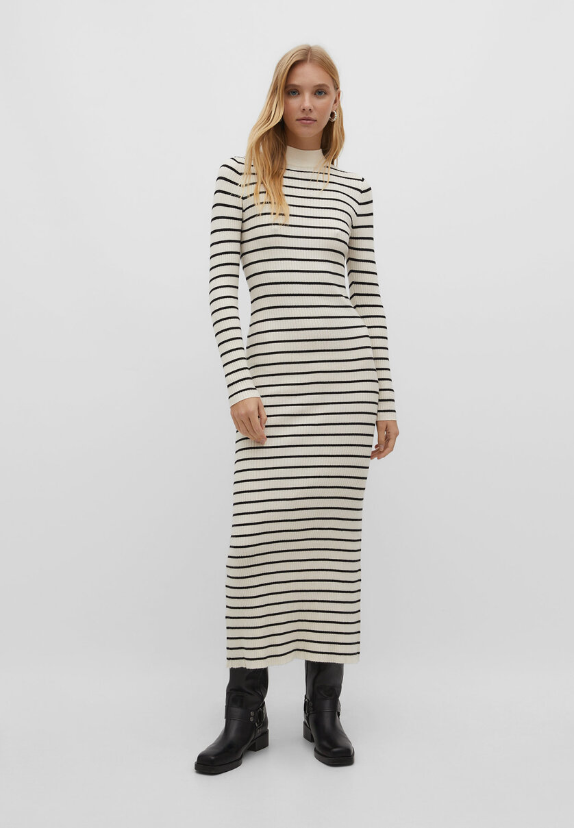 Long striped knit dress