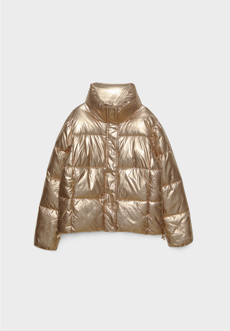 J crew metallic top puffer jacket