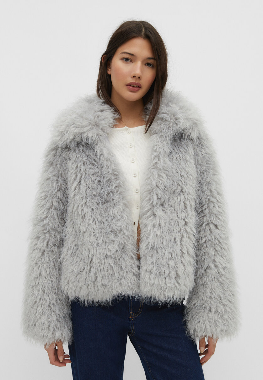 Grey fluffy hotsell jacket womens