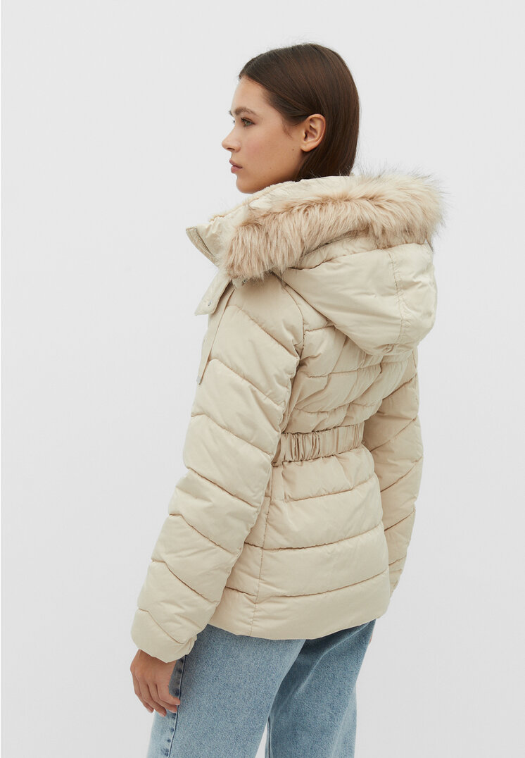 Stradivarius parka jacket on sale with fur hood