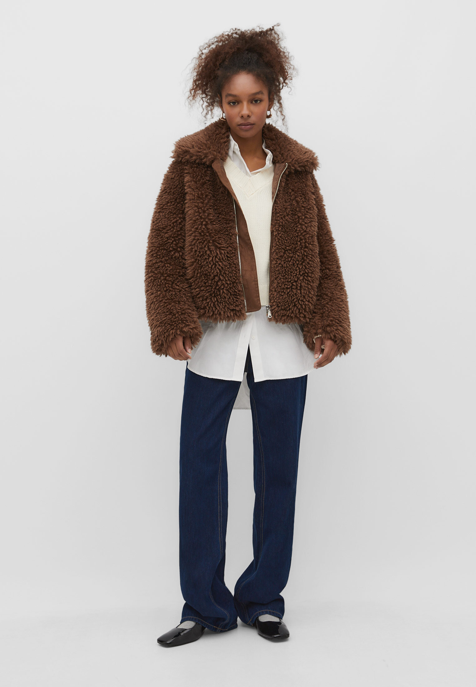 Zara women's outlet faux fur jacket