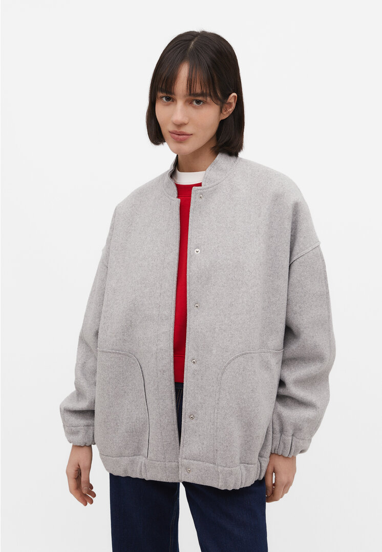 

Stradivarius Weiche Oversize-Bomberjacke Grau Melange M
