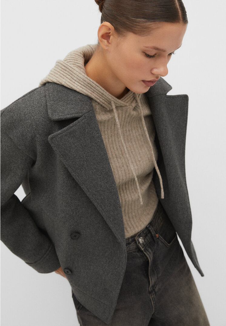 Stradivarius Weiche Jacke in Wickeloptik Graumeliert XS