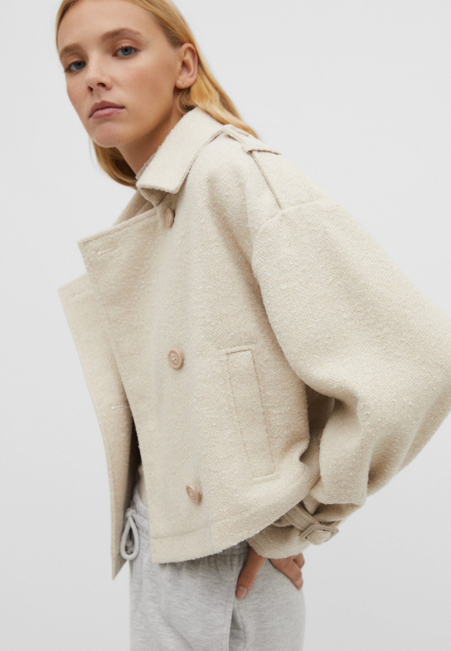 Short wool 2024 trench coat