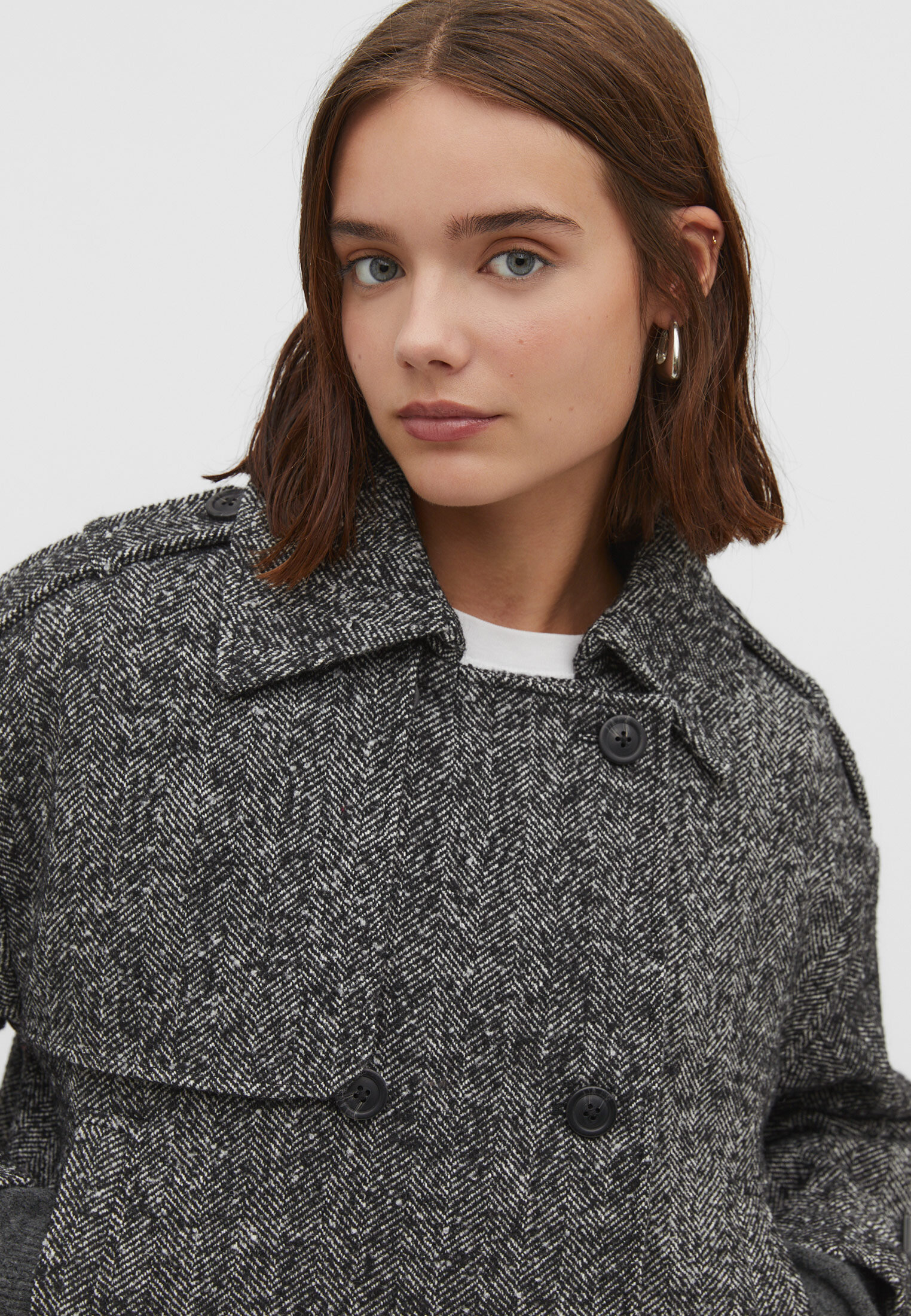 Stradivarius wool tie waist hotsell car coat