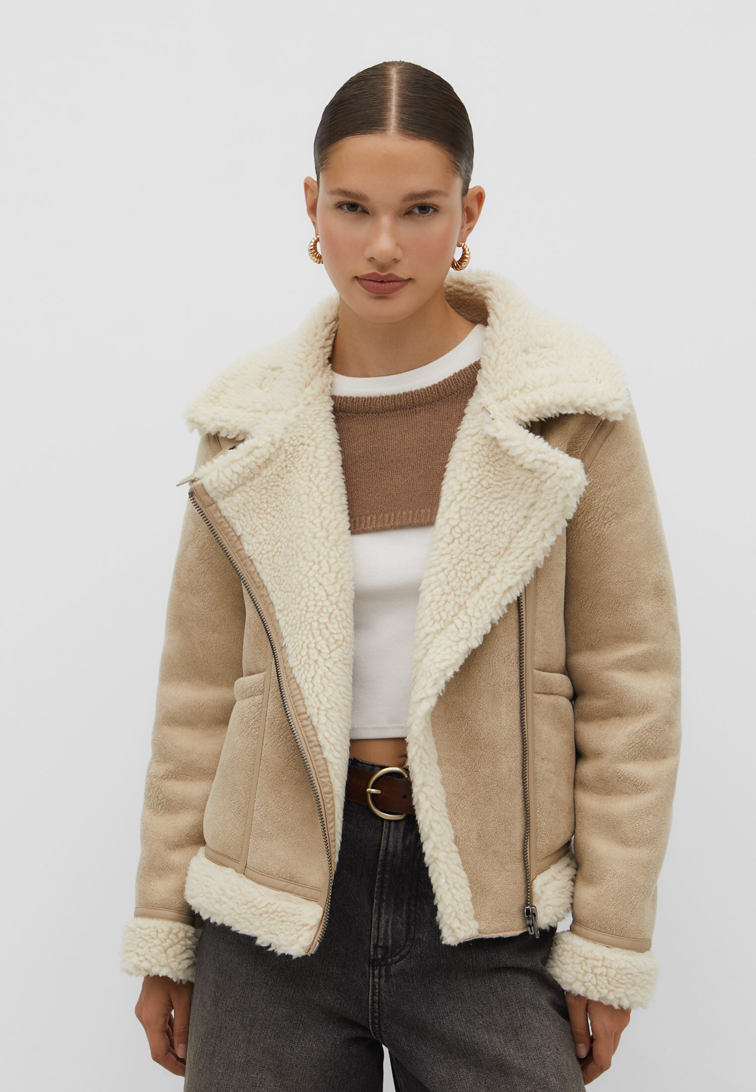 Shearling aviator jacket outlet womens