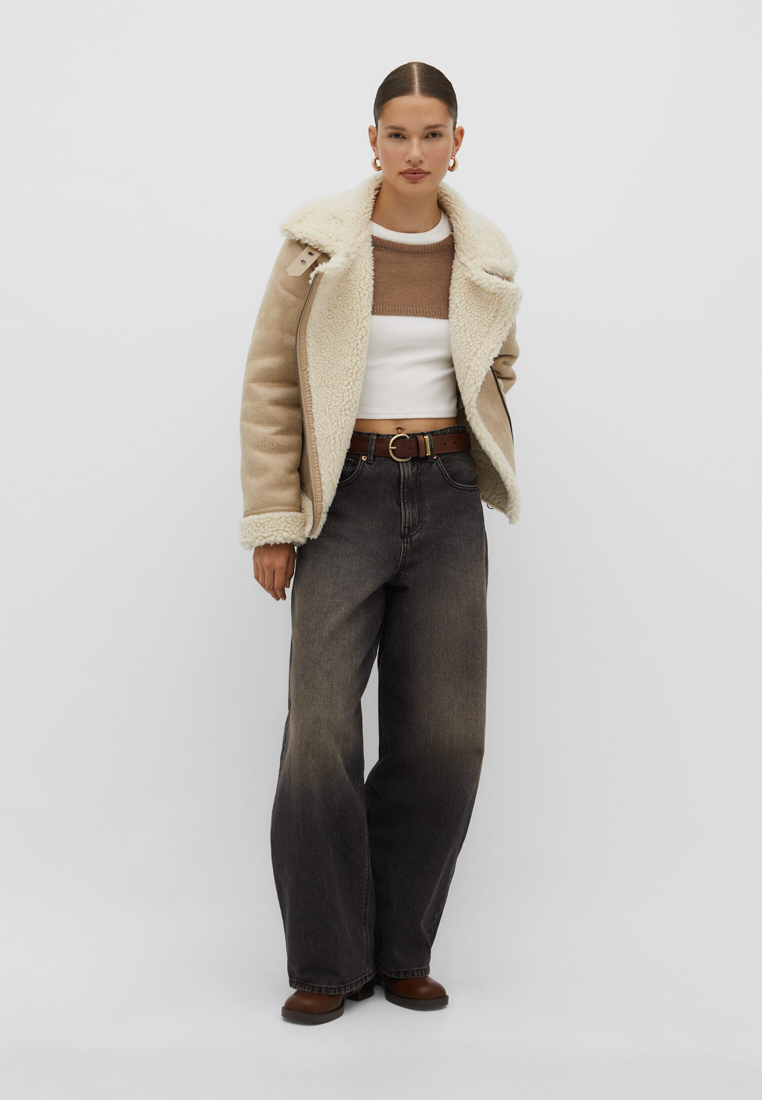 Stradivarius hotsell shearling jacket