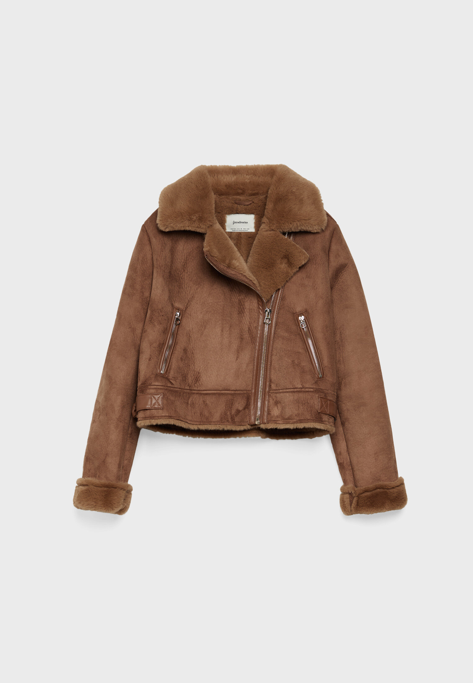 Blouson motard court mouton synthetique avec fausse fourrure douce Bikers femme Stradivarius Canada