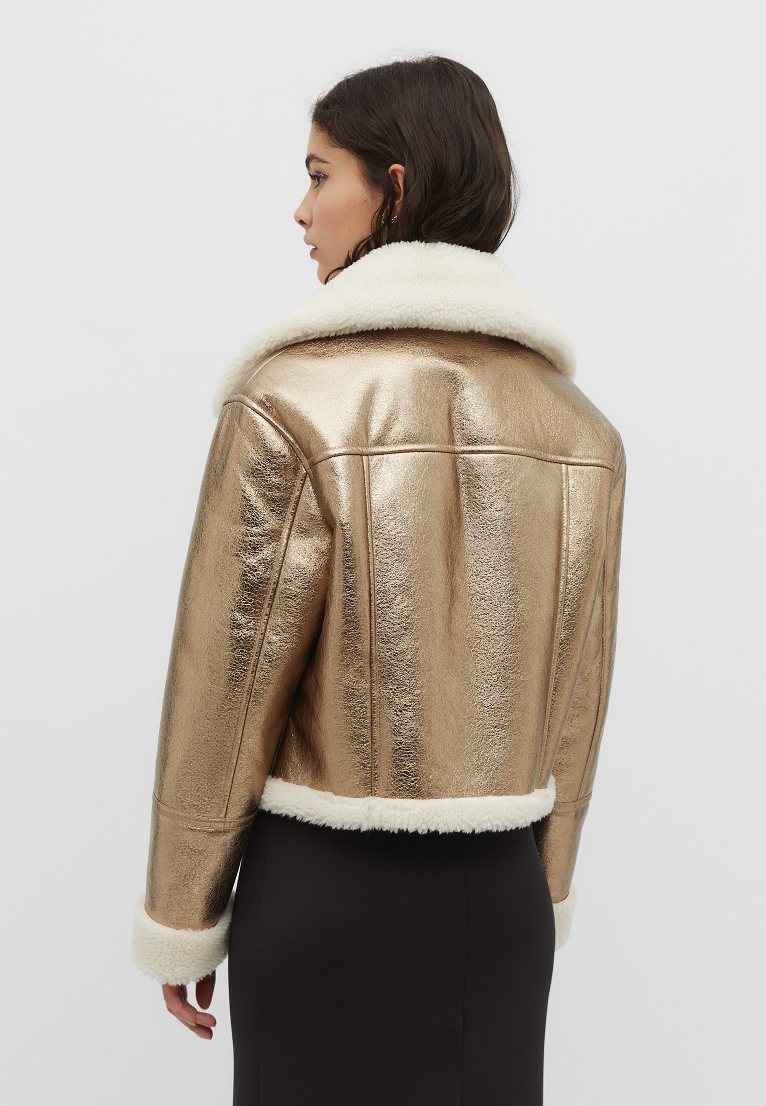 Metallic on sale aviator jacket