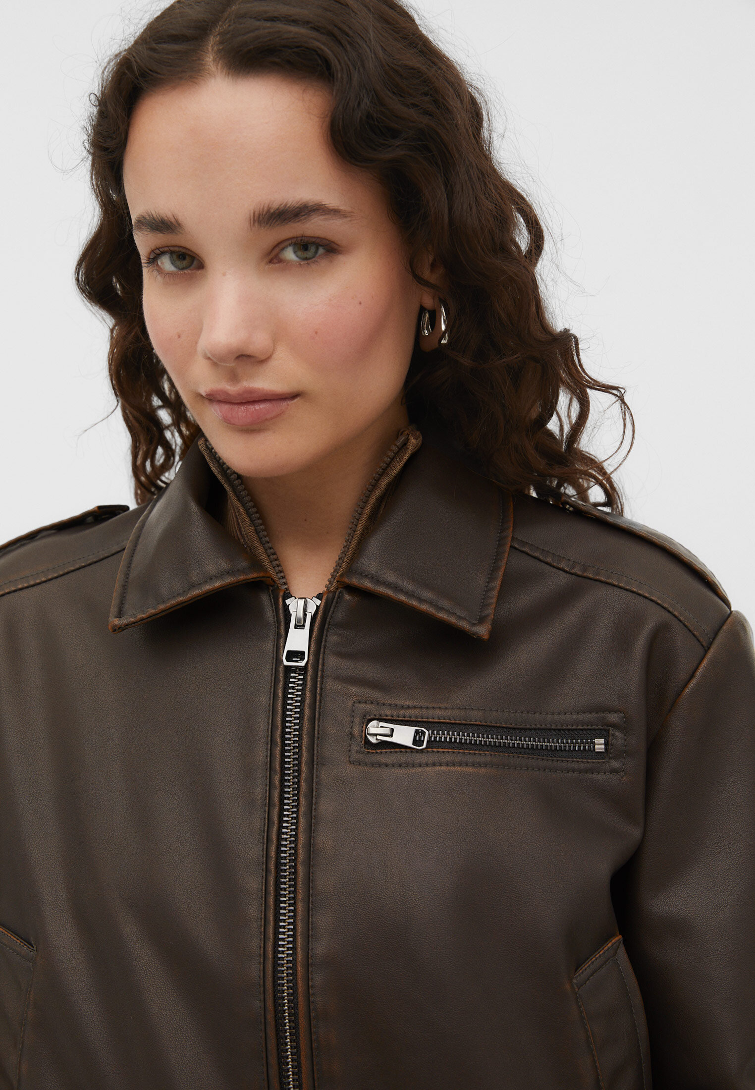 Distressed faux hotsell leather jacket