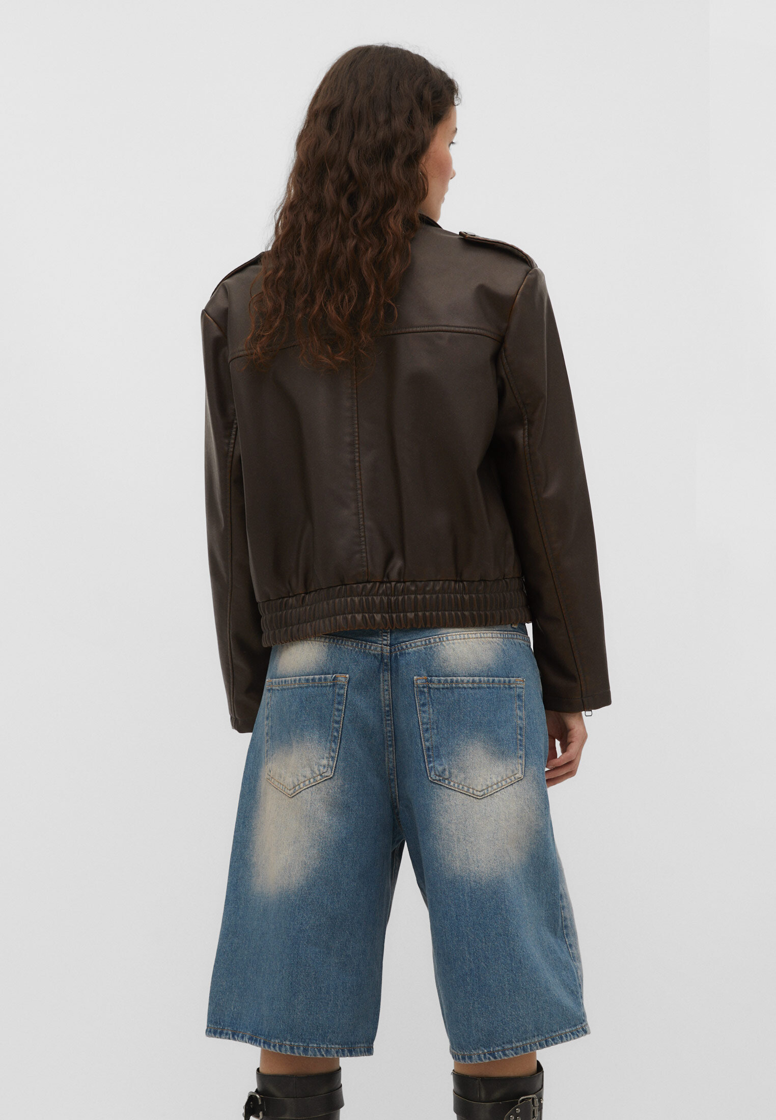 Distressed faux 2024 leather jacket