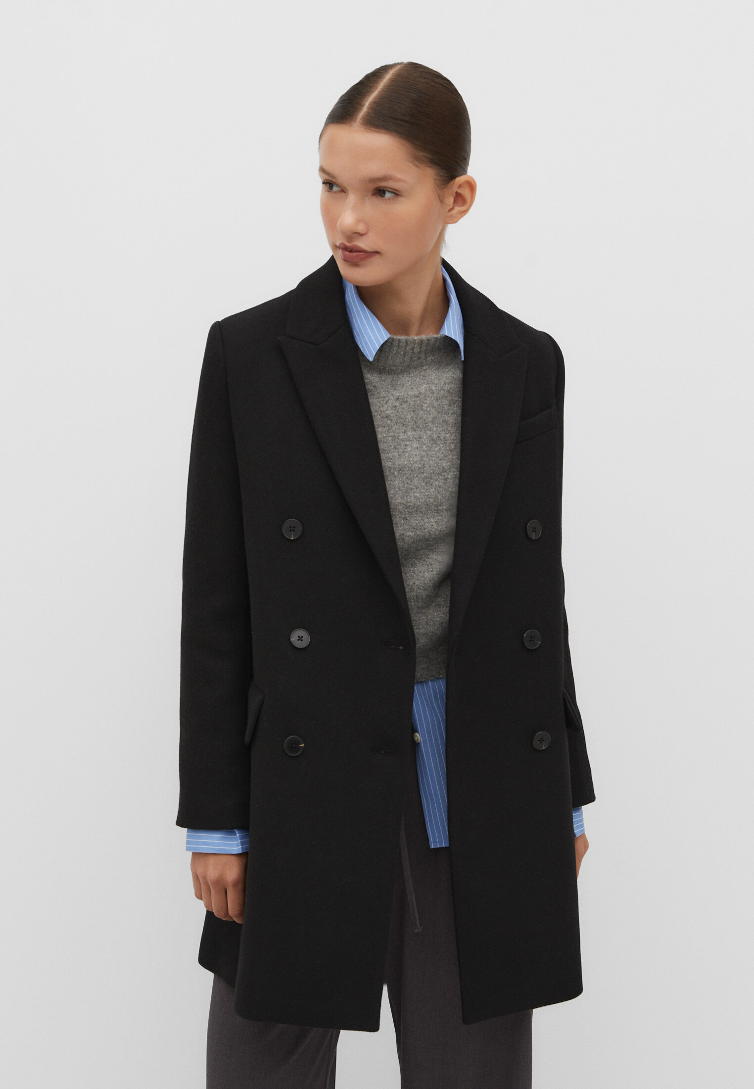 Manteau droit boutons Mode femme Stradivarius Maroc