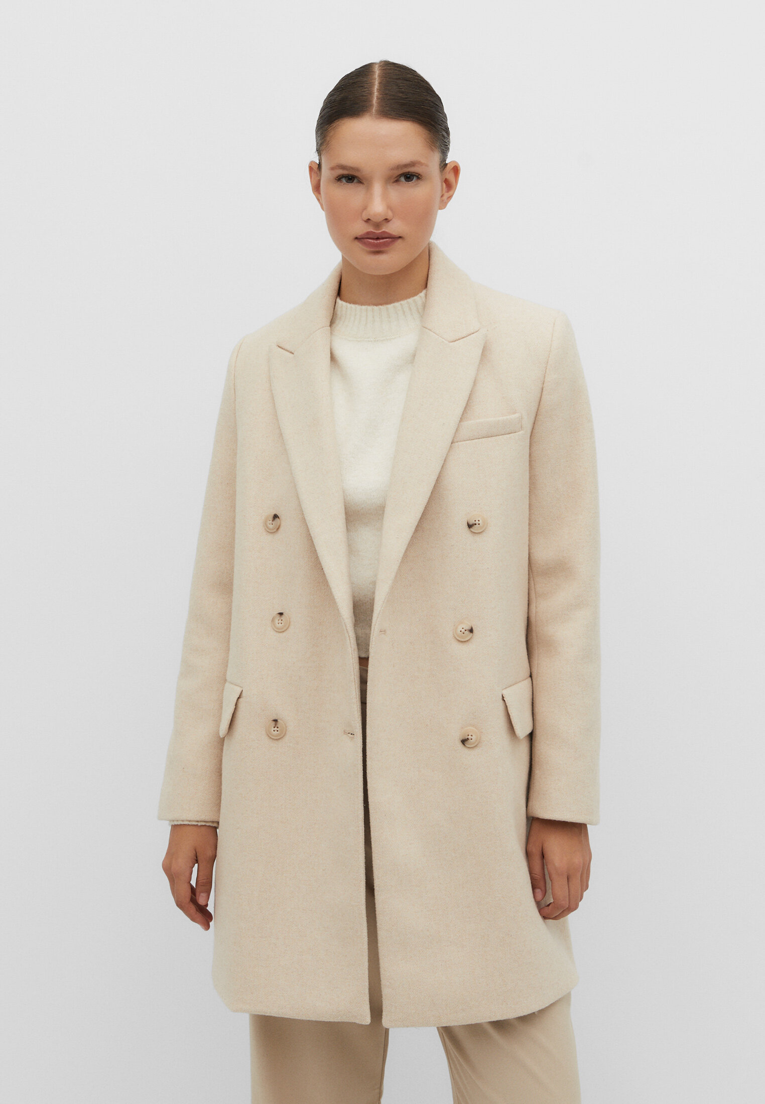 Manteau droit beige on sale femme