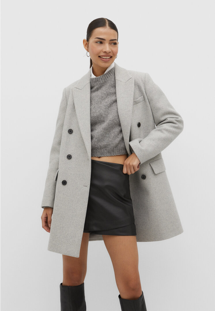 

Stradivarius Gerade geschnittener Mantel mit Knöpfen Grau Melange XL