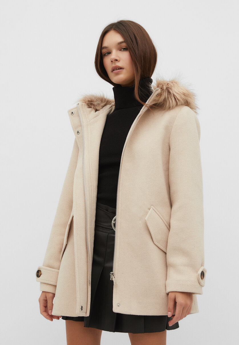 Cropped hooded coat