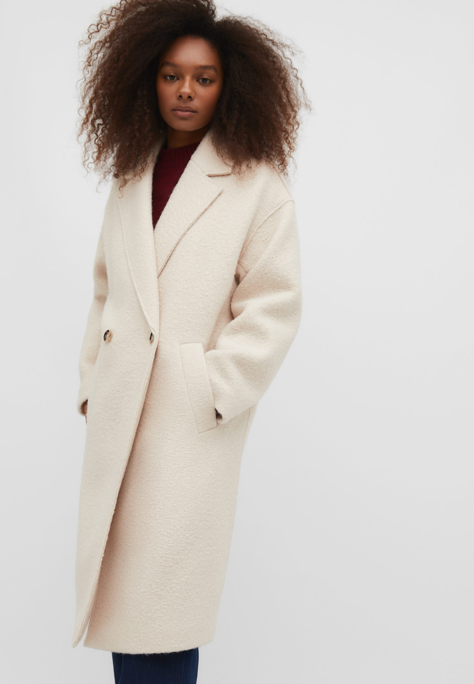 Long cream coat clearance women's