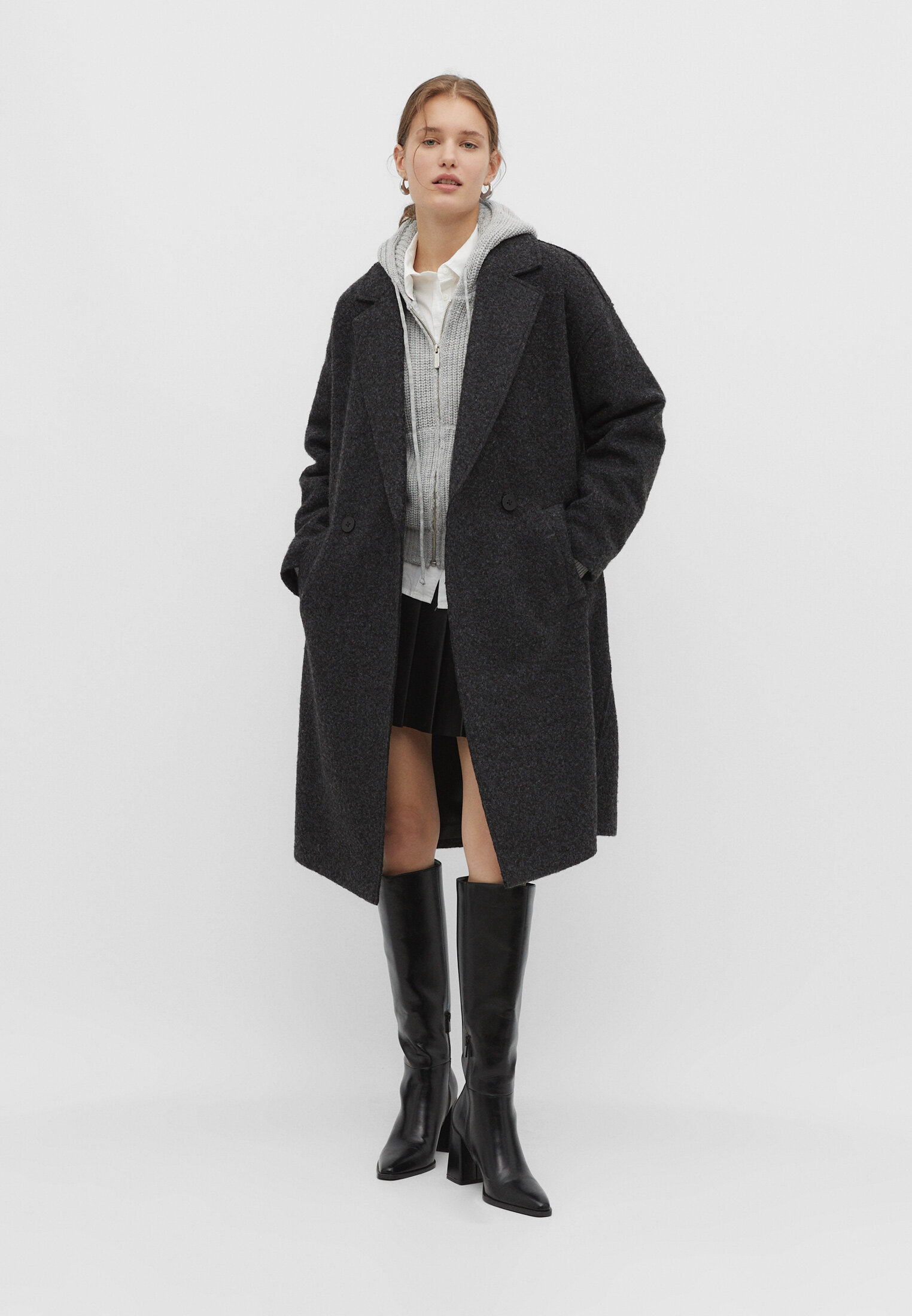 Stradivarius hotsell check coat