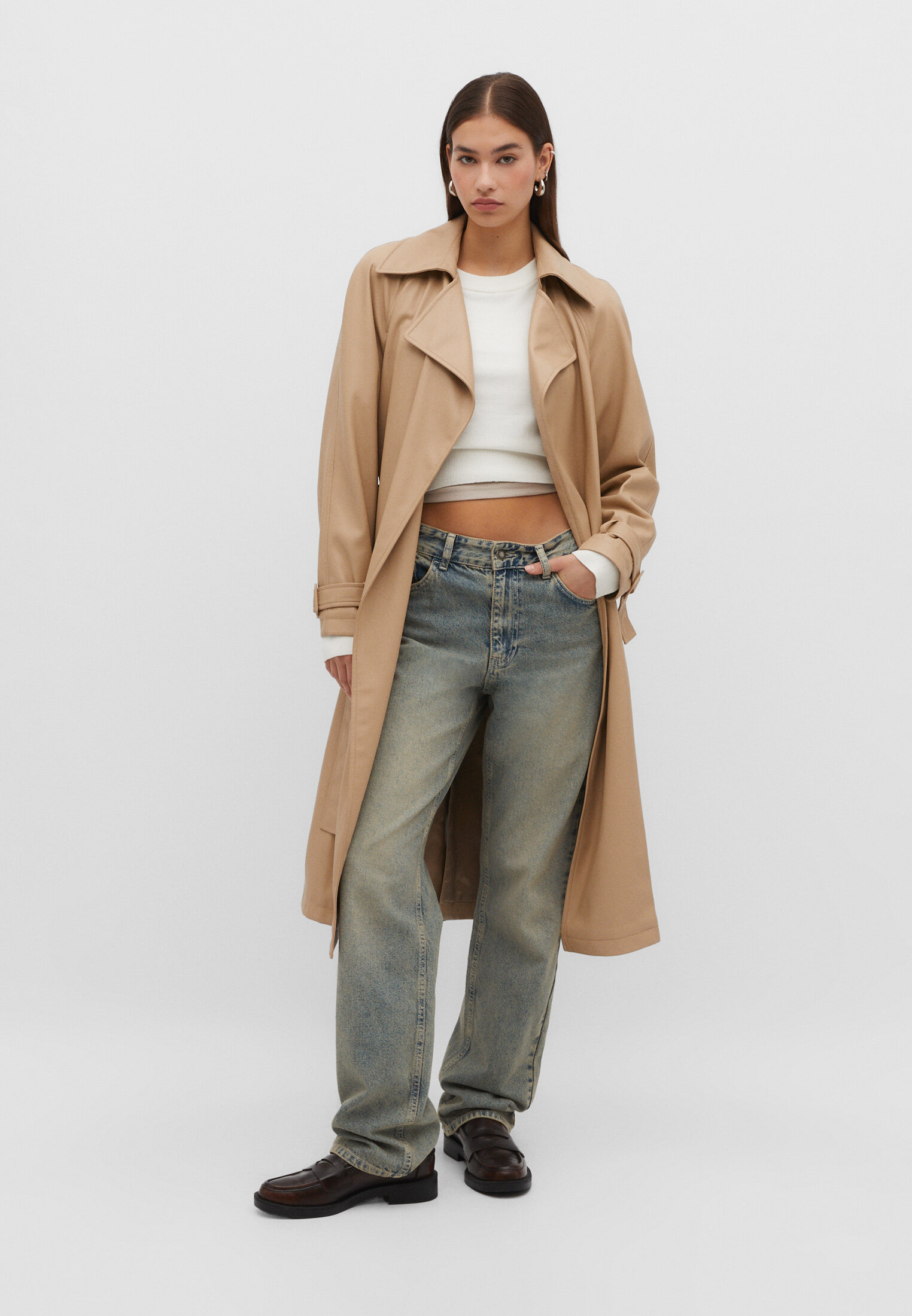 Trench lungo effetto pelle Moda da donna Stradivarius Italia