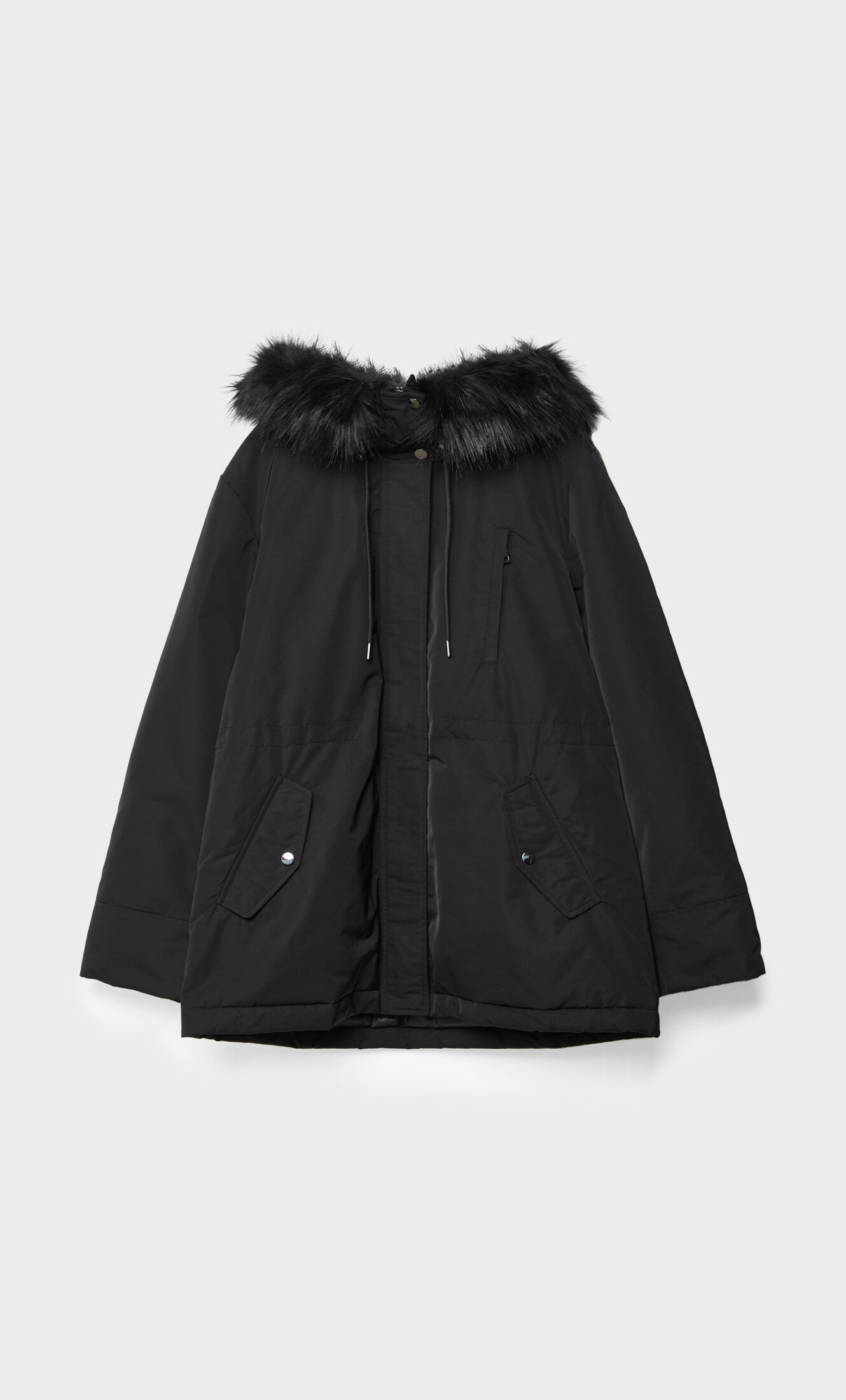 Stradivarius parka jacket deals with fur hood