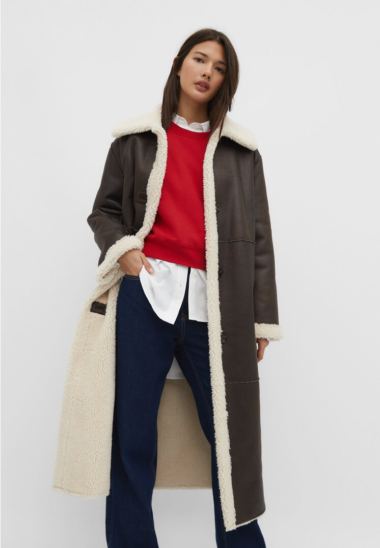 

Stradivarius Langer Doubleface-Wendemantel Braun XS