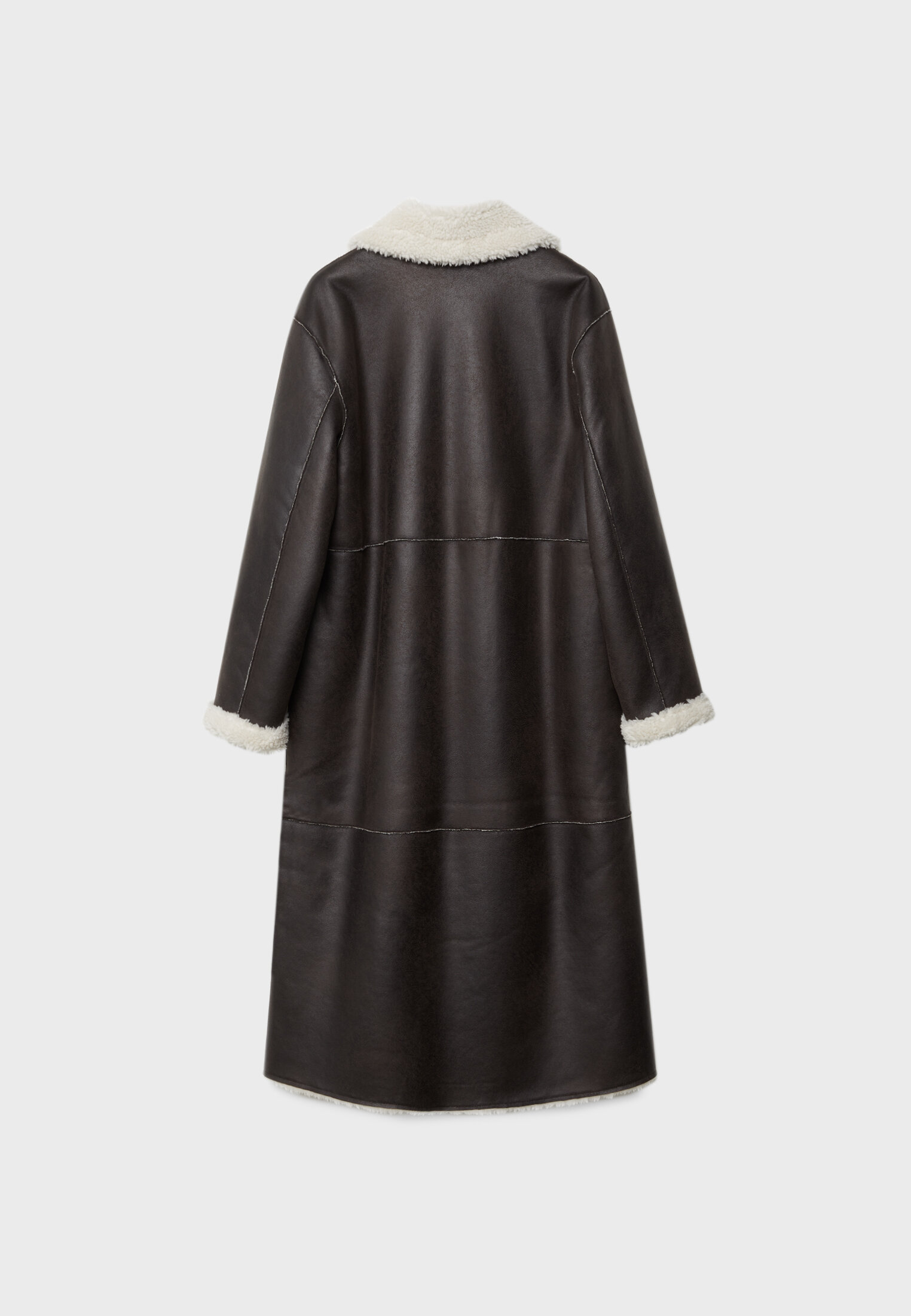 Long reversible faux shearling lined coat - Women's fashion