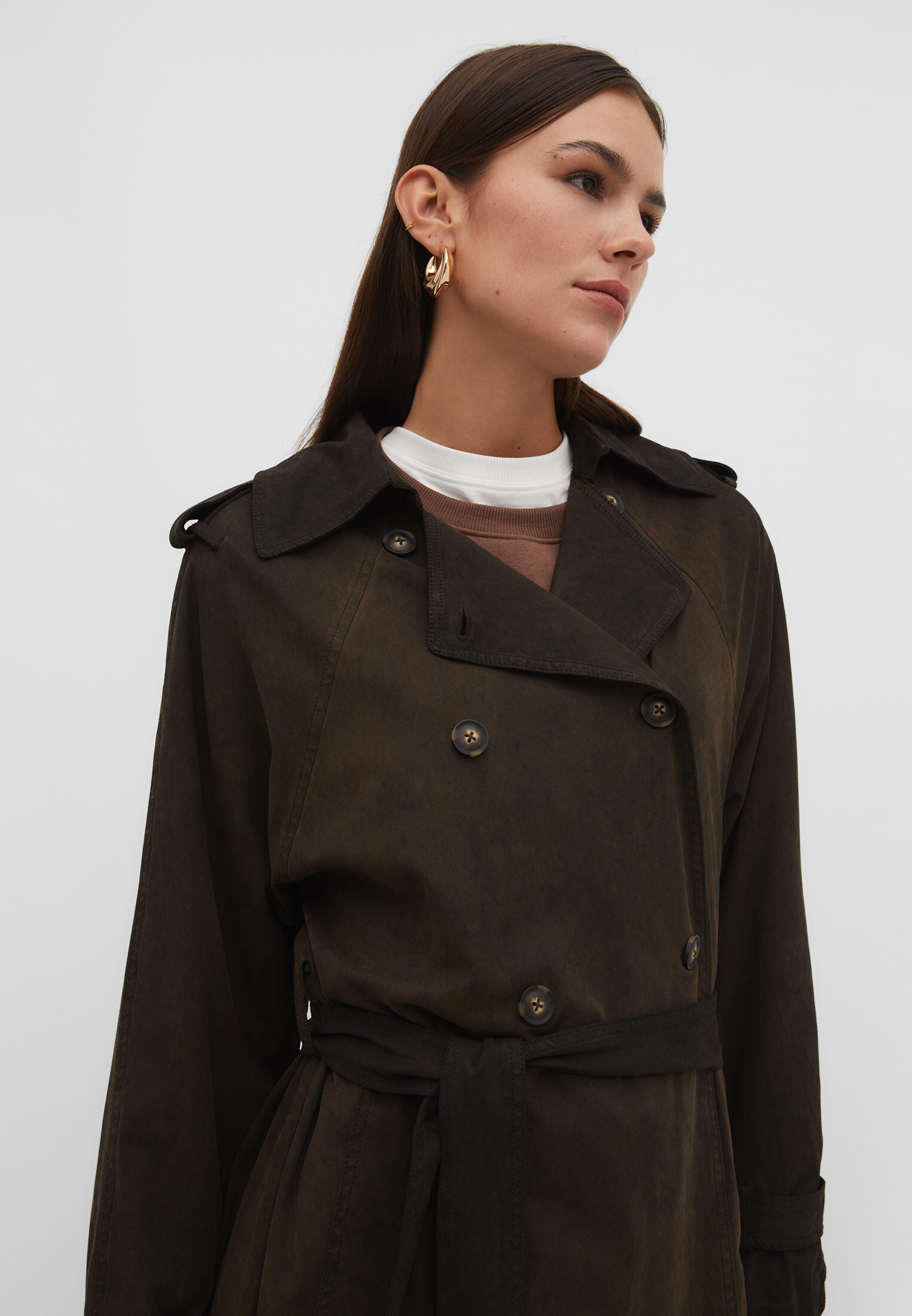 Suede trench deals coat womens