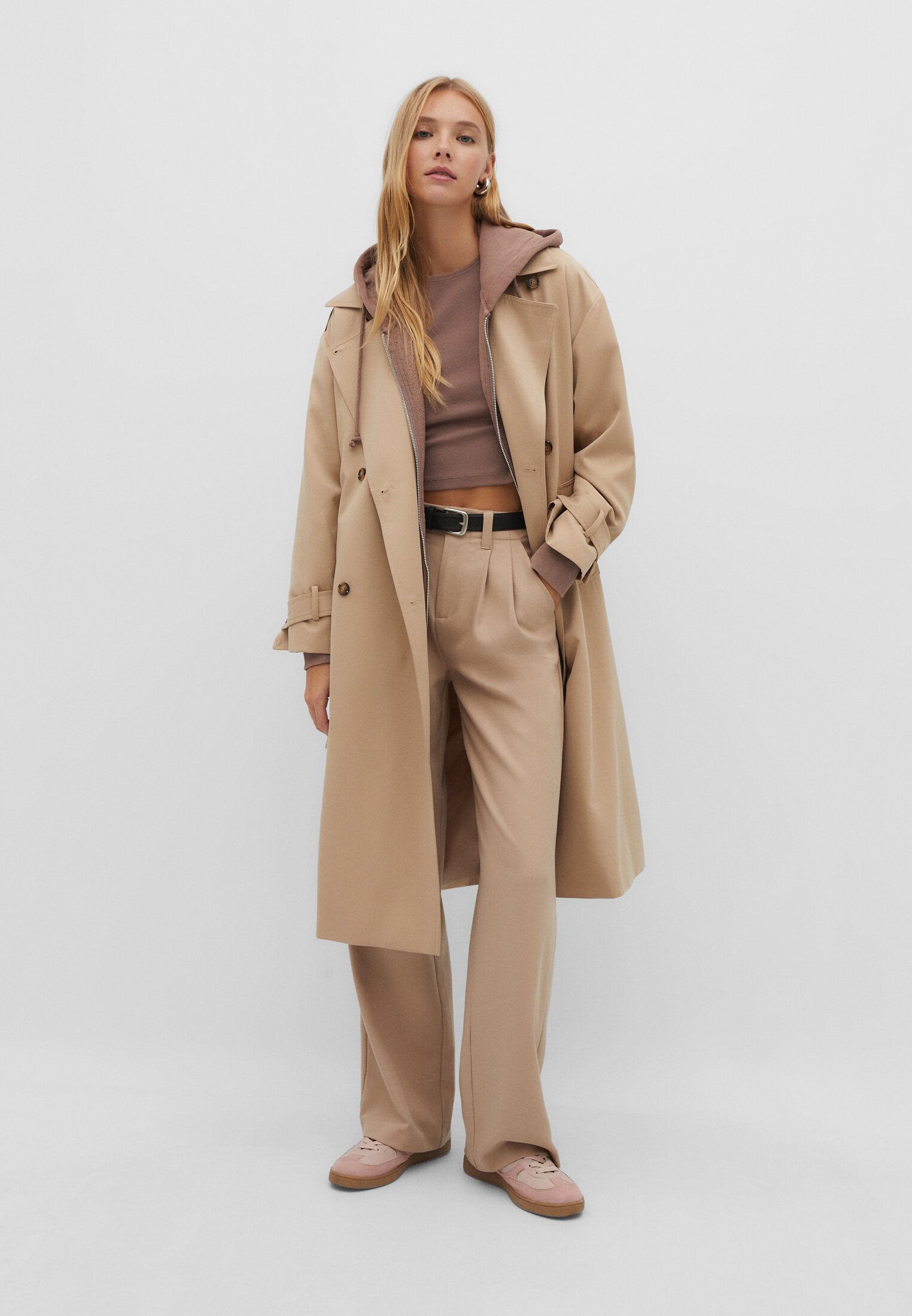 Stradivarius lapel outlet collar trench coat