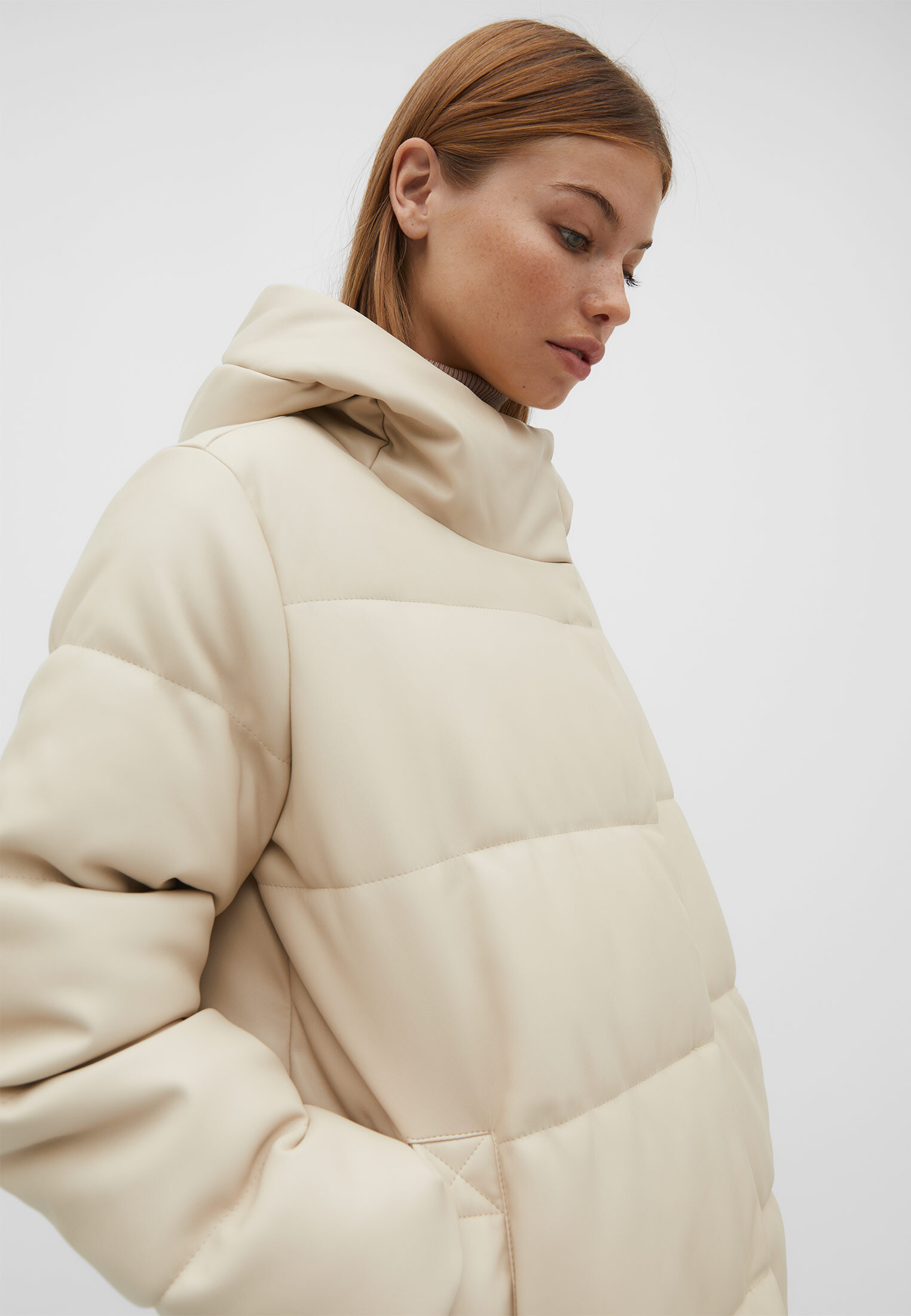 Womens beige puffer discount coat