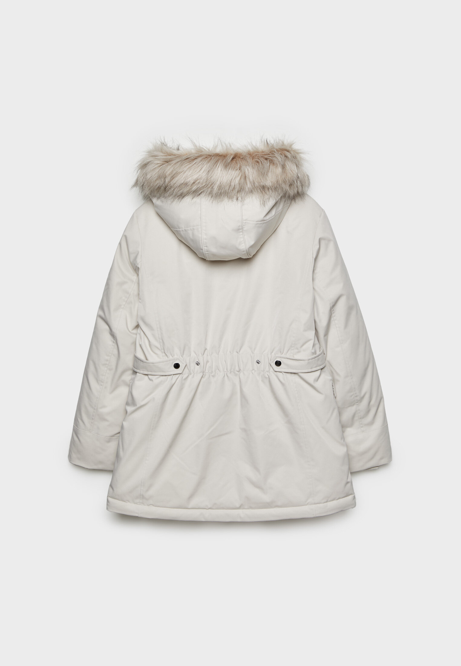 White parka coat with fur hood hot sale