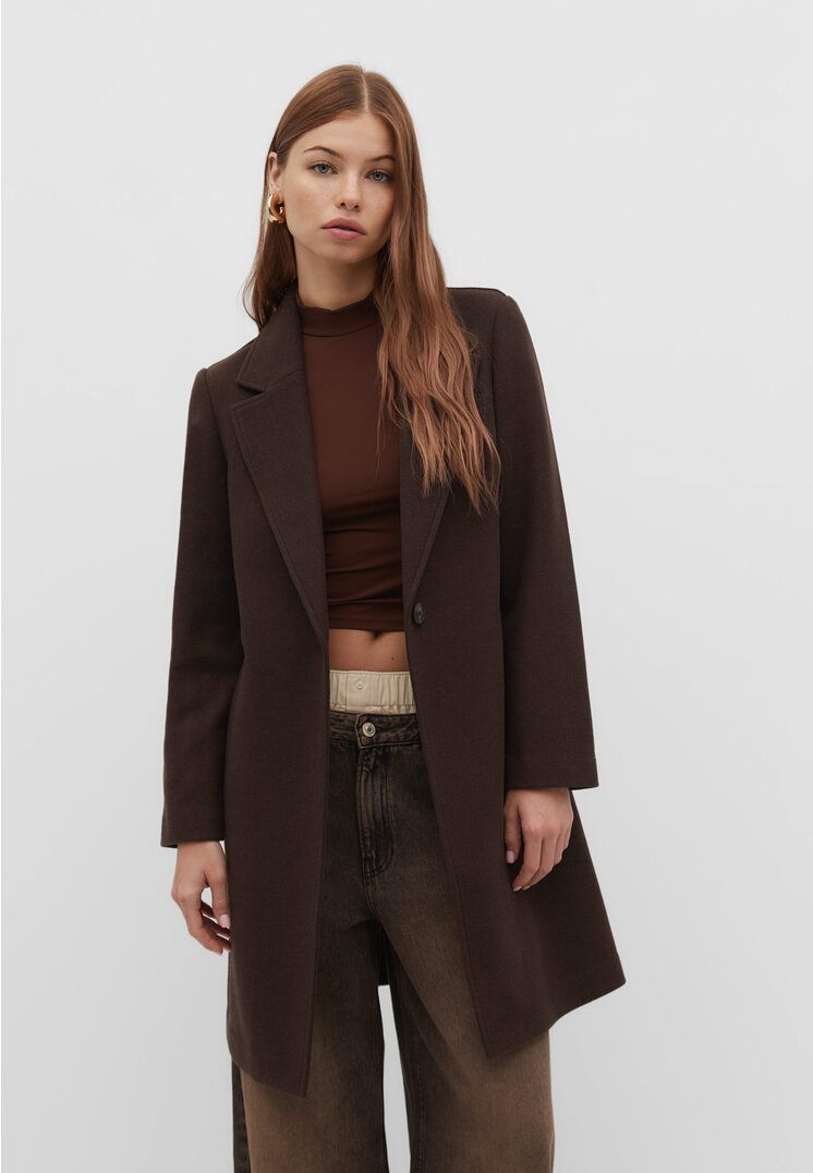 Stradivarius Strick-Midimantel Braun XL