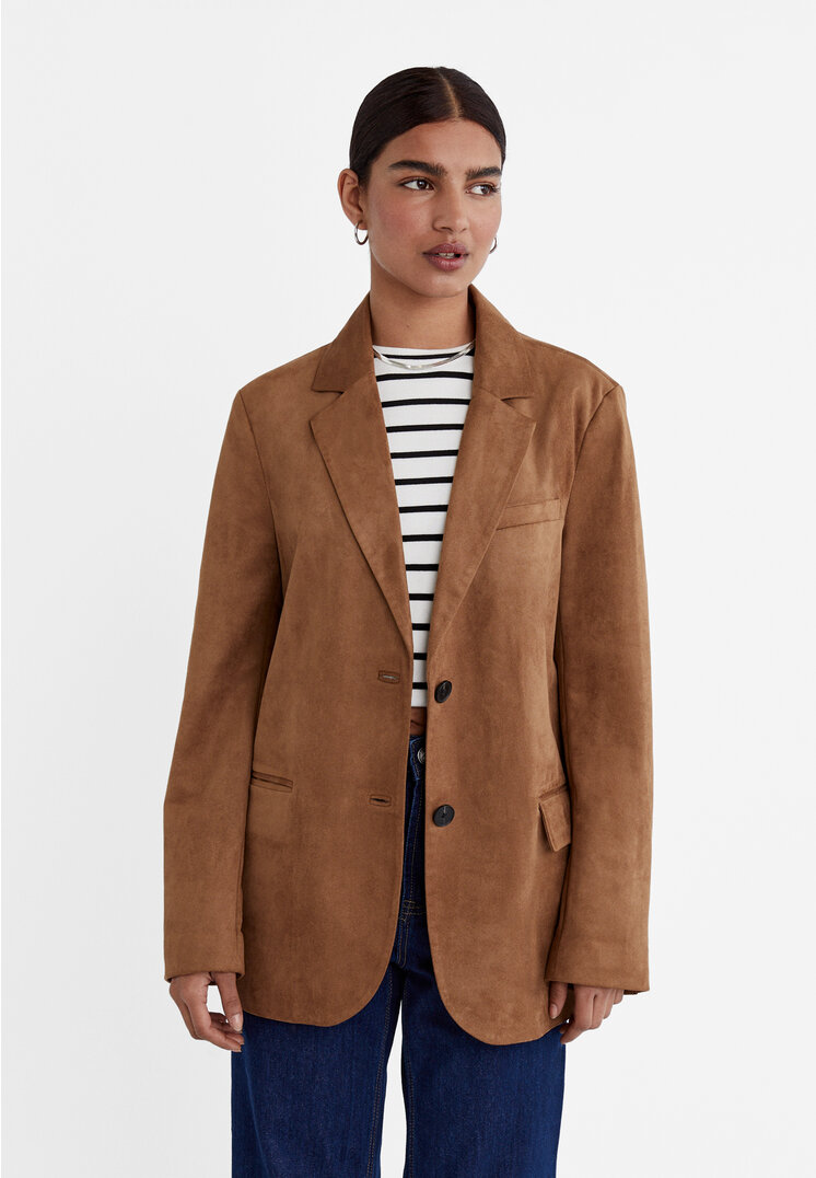 

Stradivarius Blazer aus Wildlederimitat Braun XS