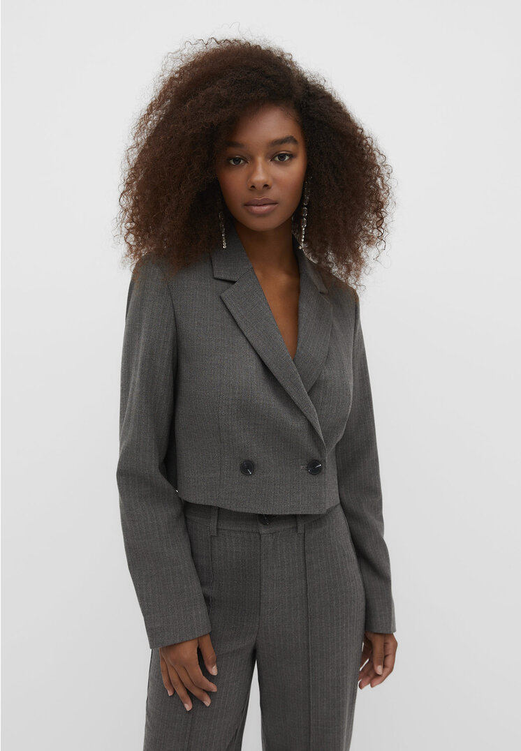 Grey shop belted blazer