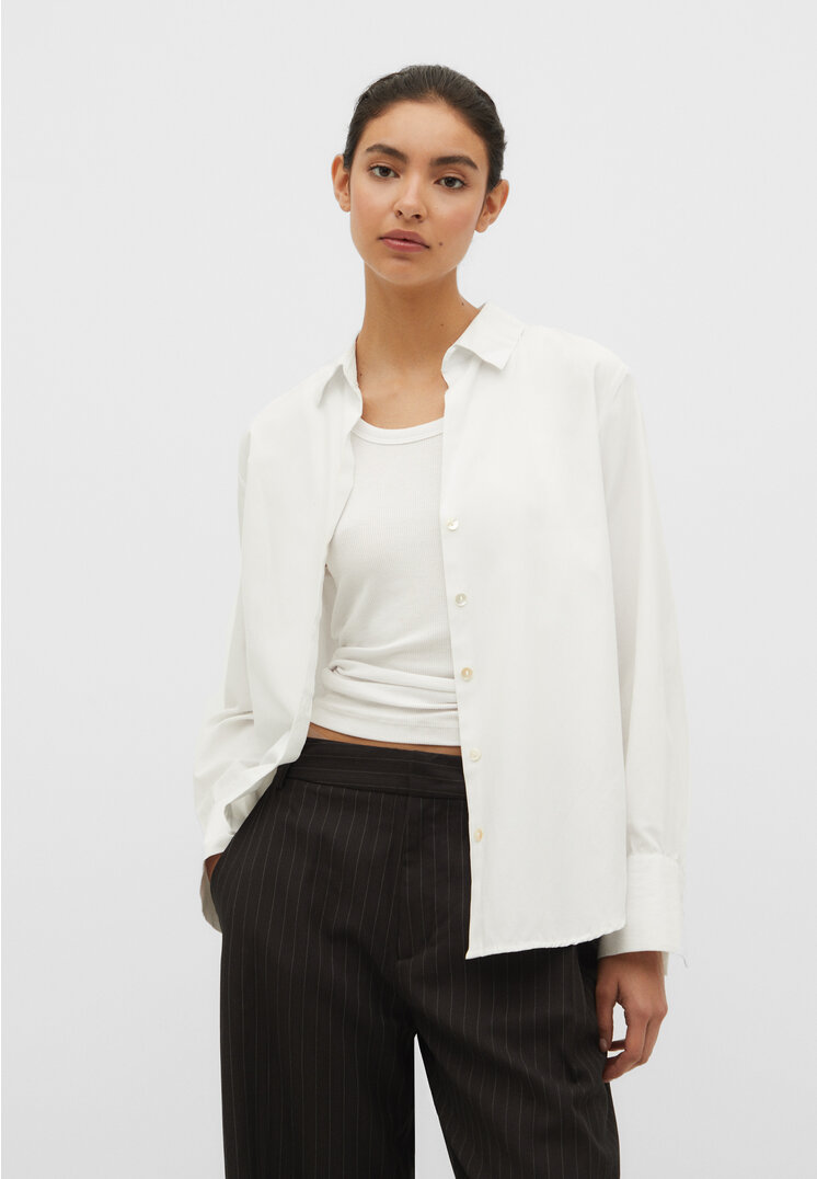 

Stradivarius Basic-Popelinhemd Weiß XL