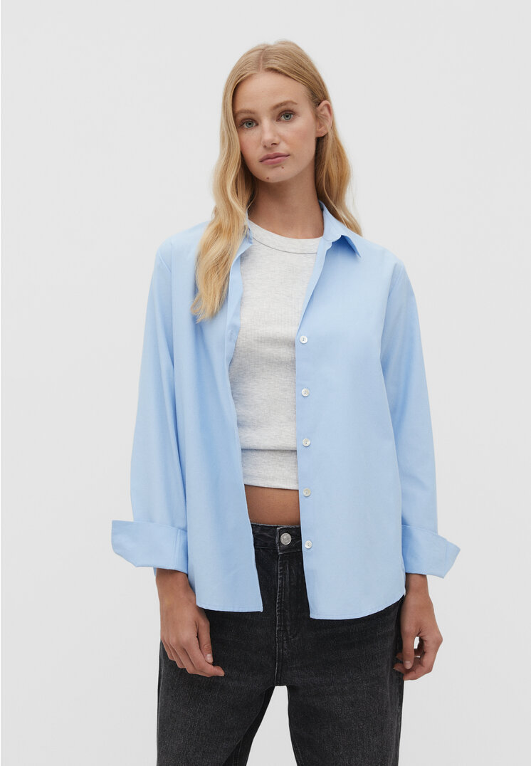 

Stradivarius Basic-Popelinhemd Himmelblau XS