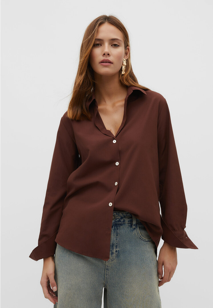 

Stradivarius Basic-Popelinhemd Braun XL