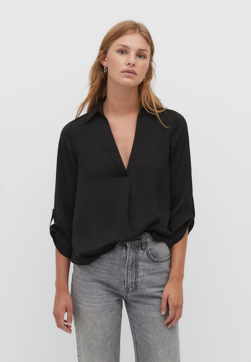 Camisa store negra stradivarius