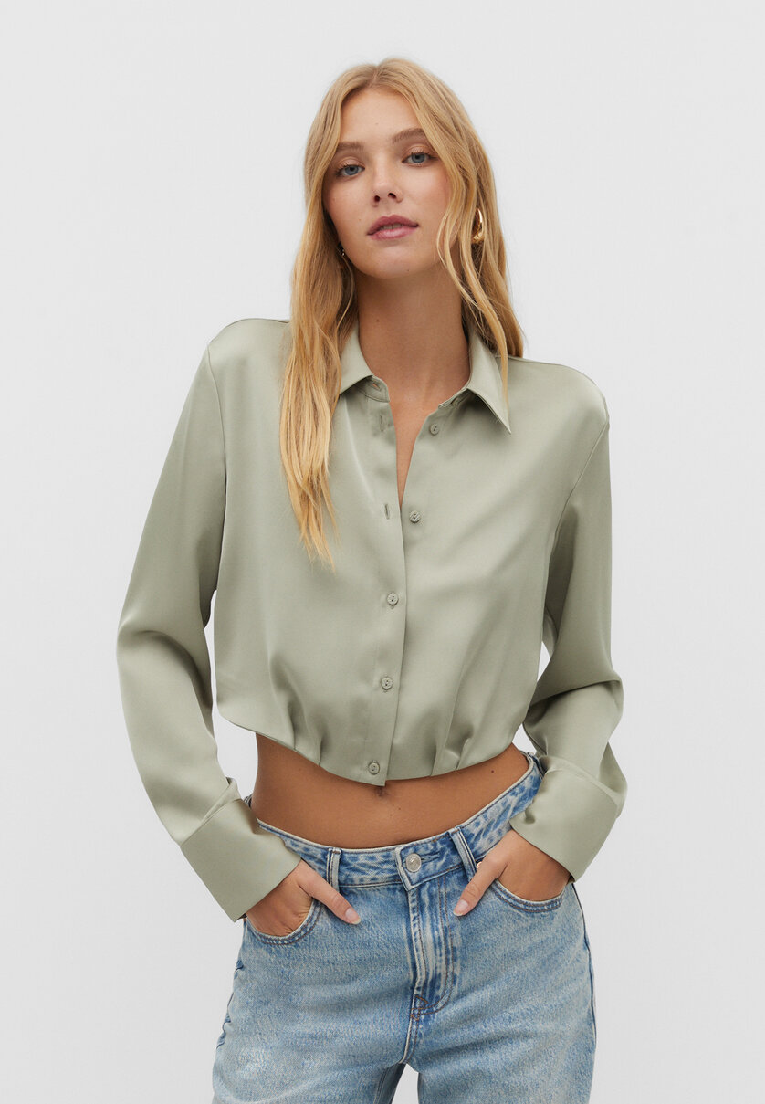 Short satin shirt