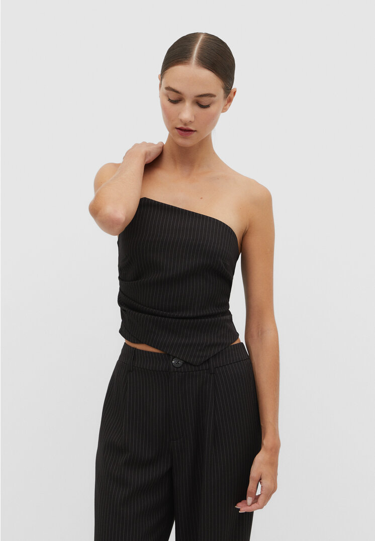 

Stradivarius Stoff-Bustier-Top mit Streifen Graumeliert S