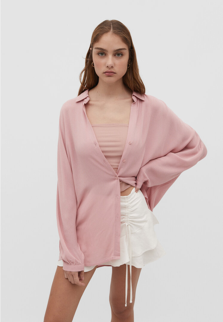 Stradivarius Crêpe-Hemd Rosa L