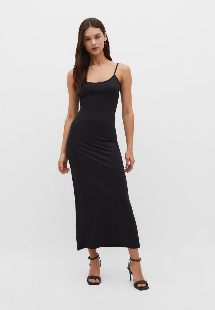

Stradivarius Langes, figurbetontes Kleid Schwarz M