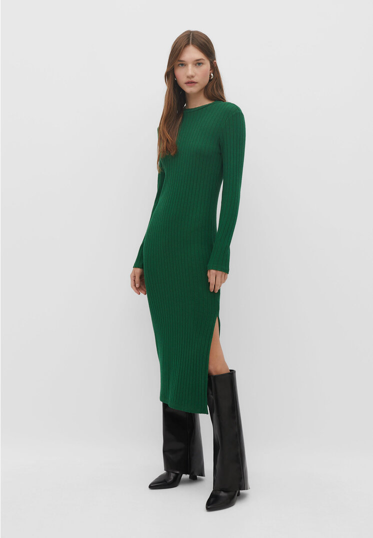 

Stradivarius Weiches Midikleid im Rippenstrick Flaschengrün XS