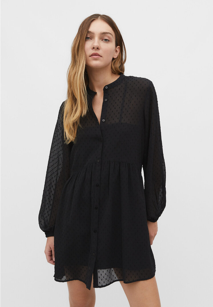 

Stradivarius Kurzes Kleid mit Maokragen und Print Schwarz L